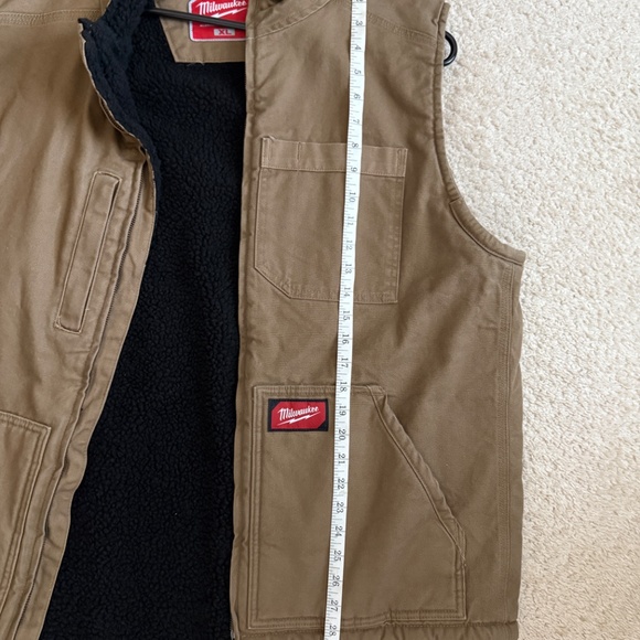 Men's Medium Brown Heavy-Duty Sherpa-Lined Vest with 5-Pockets - Picture 5 of 9